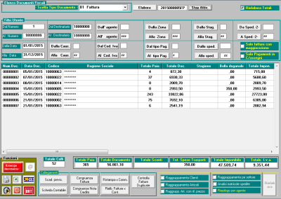 Lista e stampa documenti fiscali